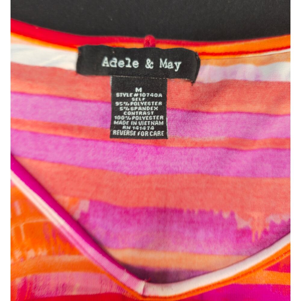 Adele & May Women's Medium Sheer Striped Batwing Dolman Blouse Top Pink M - Picture 2 of 5